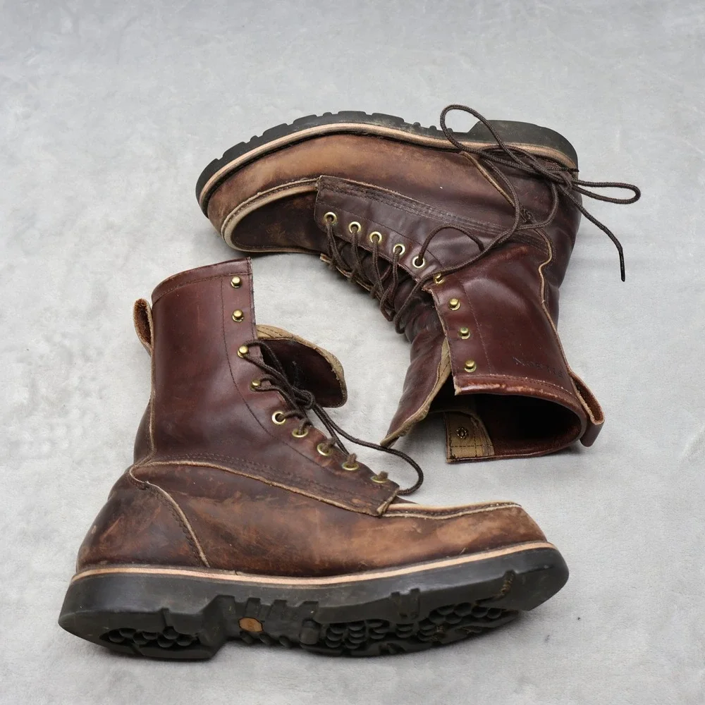 Filson Men 9.5D Work Uplander Boots Brn Moc Toe Leather Lug Sole Rugged Lace VTG
